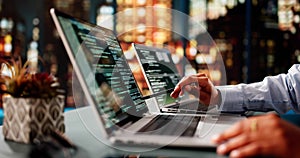 African American Coder Using Computer At Desk