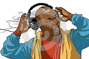 African American cool rapper illustration. Neural network AI generated