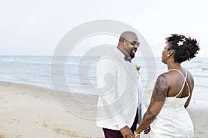 African American couple`s wedding day