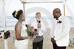 African American couple`s wedding day