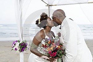 African American couple`s wedding day