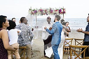 African American couple`s wedding day