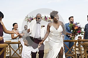 African American couple`s wedding day