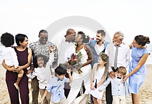 African American couple`s wedding day