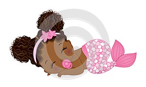 African American Cute Baby Mermaid with Pacifier