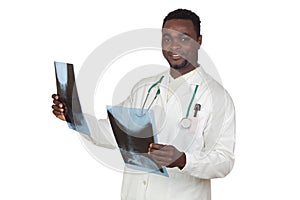 African american doctor with radiography