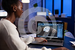 African american engineer developing engineering gear design