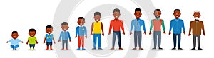 African american ethnic people. Generation of man. All age categories. on white background. Flat
