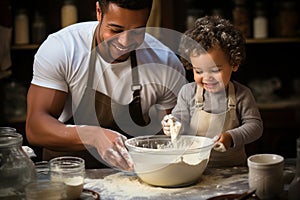 african american family cooking and eating nutritious breakfast together in the morning