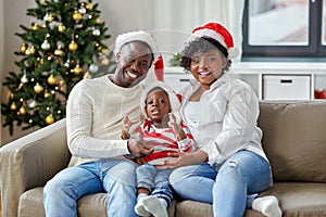 african american family at home on christmas