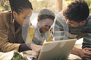 African American family in nature. photo