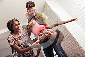 African american family spending time together at home.