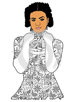 African-American-Fashion-Girls-Coloring-Pages-Afro-Hair-Style