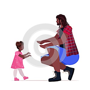 african american father playing with little daughter parenting fatherhood concept dad