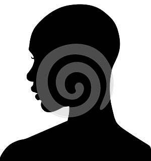 African American female, African profile picture, silhouette. girl from the side with short hair