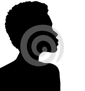 African American female, African profile picture, silhouette. girl from the side with short hair, Afro hair