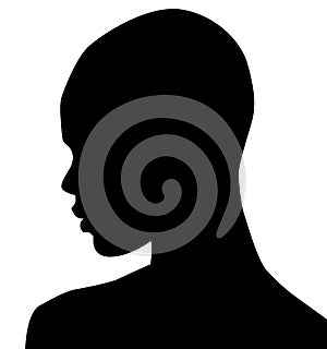 African American female, African profile picture, silhouette. girl from the side with short hair. Silhouette