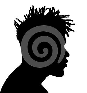 African American female, African profile picture, silhouette. girl from the side with short hair. Silhouette