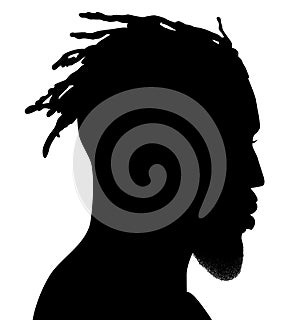 African American female, African profile picture, silhouette. girl from the side with short hair. Silhouette