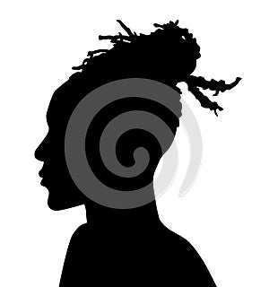 African American female, African profile picture, silhouette. girl from the side with short hair. Silhouette