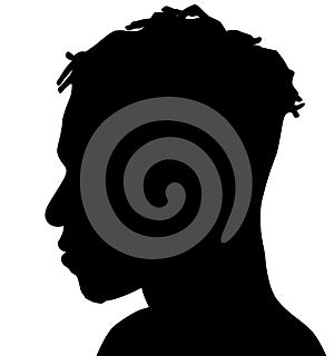 African American female, African profile picture, silhouette. girl from the side with short hair. Silhouette