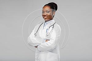 African american female doctor with stethoscope