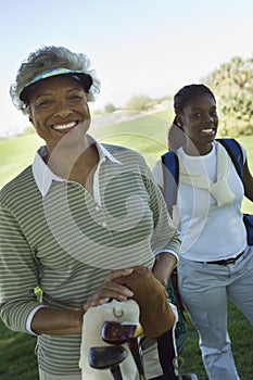 African American Female Golfer Smiling