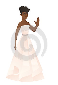 African-american fiancee showing palm hand.