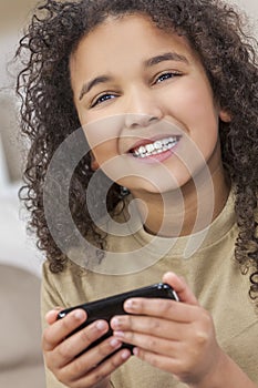 African American Girl Child Using Smat Phone