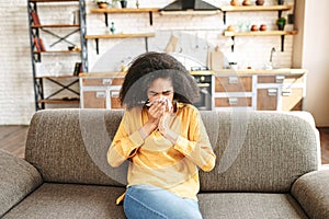 African-American girl got sick, caught a cold