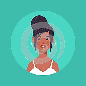 African american girl head avatar beautiful woman face female cartoon character portrait