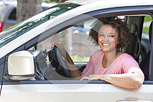 African American Girl Young Woman Driving Car