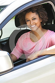 African American Girl Young Woman Driving Car