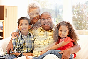 African American grandparents and grandchildren photo
