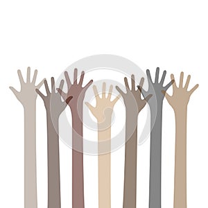 African american hands raised up vector illustration