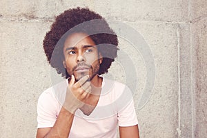 African american hipster man solving problem