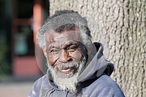 African American homeless man