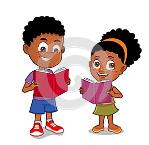 African American kids reading books