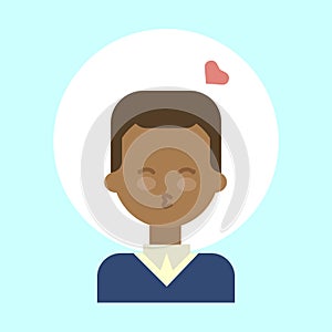 African American Male Blow Kiss Emotion Profile Icon, Man Cartoon Portrait Happy Smiling Face