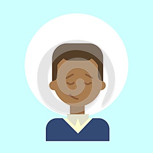 African American Male Emotion Profile Icon, Man Cartoon Portrait Happy Smiling Face
