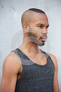 African american male fashion model with modern hairstyle