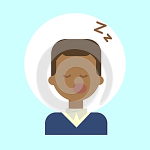 African American Male Sleeping Emotion Profile Icon, Man Cartoon Portrait Happy Smiling Face