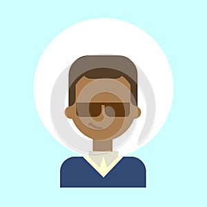 African American Male Wearing Sun Glasses Emotion Profile Icon, Man Cartoon Portrait Happy Smiling Face