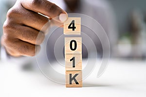 African American Man With 401K Blocks