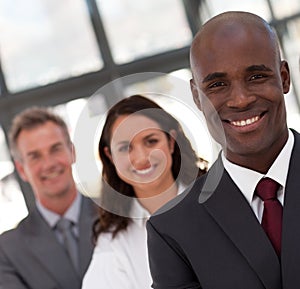 African American Man Business leading a team