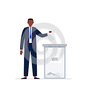 An African-American man in business suit voting.