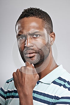 African American Man Concerned Expression