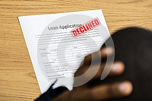 African American Man Credit Application Denied, Declined