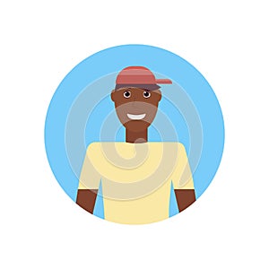 African american man face avatar guy in t-shirt summer vacation concept male cartoon character portrait flat isolated