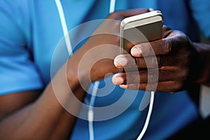 African american man hand holding mobile phone